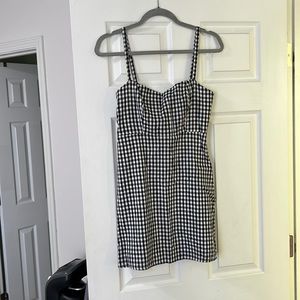 Gingham black and white check mini dress